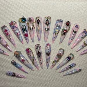 Luxury Tie-Dye Stiletto Press-On 3XL GEL Nails